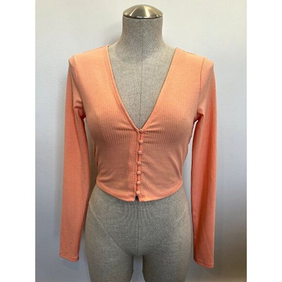 AFRM NWT Astrid Ribbed Crop Top in Papaya Punch Size S - Picture 1 of 5